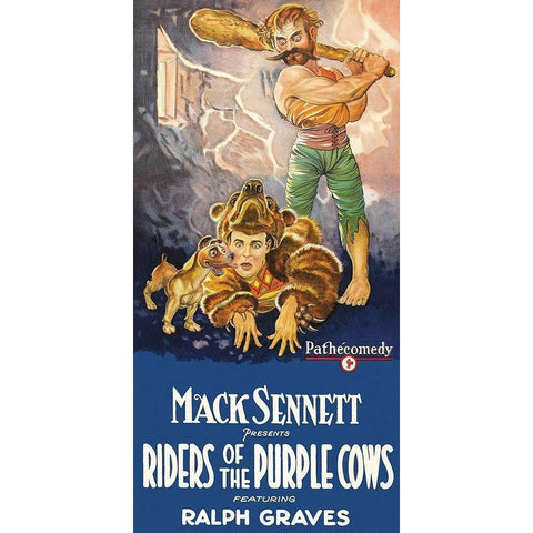 Movie Poster: Mack Sennett - Riders of the Purple Cows Gold Ornate Wood Framed Art Print with Double Matting by Unknown 20th Century American Illustrator
