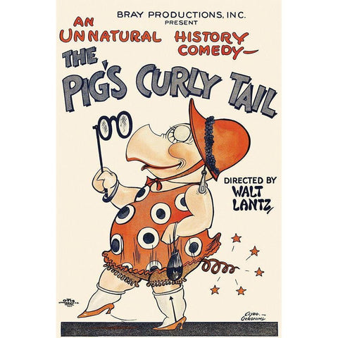 Movie Poster: The Pigs Curly Tail White Modern Wood Framed Art Print by Unknown 20th Century American Illustrator