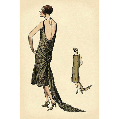 In Pearls Black Modern Wood Framed Art Print with Double Matting by Vintage Fashion