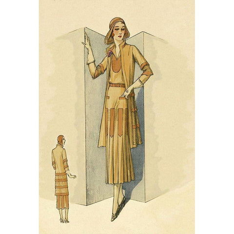 Sophisticated Daywear in Camel White Modern Wood Framed Art Print by Vintage Fashion