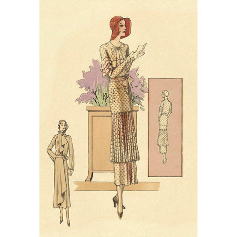Patterned Daywear White Modern Wood Framed Art Print by Vintage Fashion