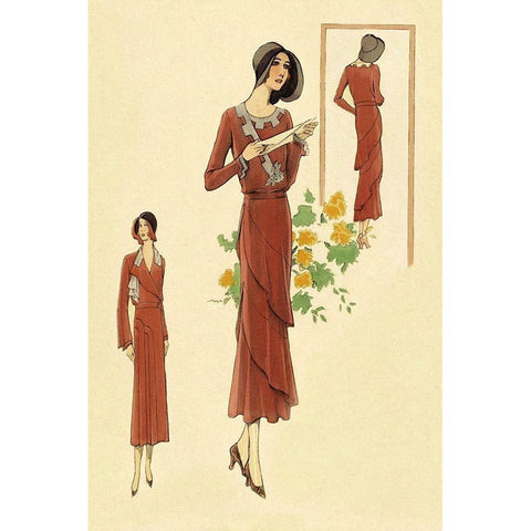 Dainty Fashions in Red Black Modern Wood Framed Art Print with Double Matting by Vintage Fashion