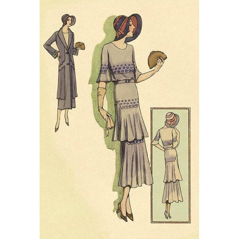 Springtime Dress in Lavender Black Modern Wood Framed Art Print by Vintage Fashion