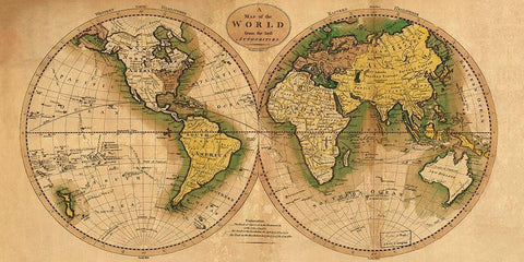 World Map White Modern Wood Framed Art Print with Double Matting by Carey, Matthew