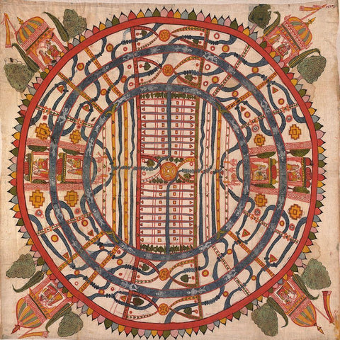Manuyaloka, map of the world of man, according to Jain cosmological traditions Black Modern Wood Framed Art Print with Double Matting by Unknown