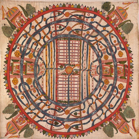 Manuyaloka, map of the world of man, according to Jain cosmological traditions White Modern Wood Framed Art Print with Double Matting by Unknown