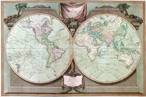 Imperial Sheet Atlas Black Ornate Wood Framed Art Print with Double Matting by Laurie, Robert