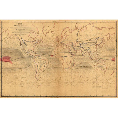 World Winds in Navigation Gold Ornate Wood Framed Art Print with Double Matting by Wilkes, Captain Charles