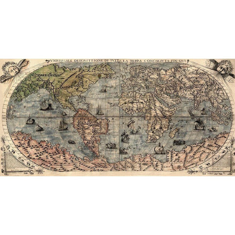 Universal Description of the Whole World Gold Ornate Wood Framed Art Print with Double Matting by Forlani, Paolo