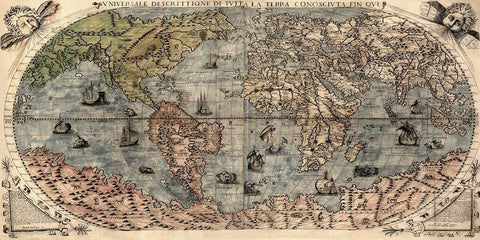 Universal Description of the Whole World Black Ornate Wood Framed Art Print with Double Matting by Forlani, Paolo