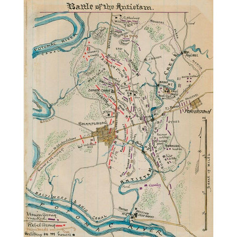 Battle of Antietam or Sharpsburg #1 Black Modern Wood Framed Art Print by Unknown