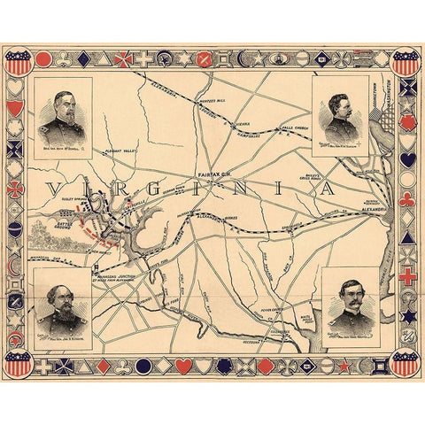First Battle of Bull Run - Manassas White Modern Wood Framed Art Print by Unknown