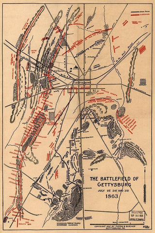 Battle of Gettysburg #1 White Modern Wood Framed Art Print with Double Matting by Unknown