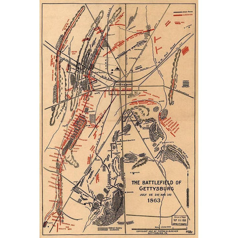 Battle of Gettysburg #1 White Modern Wood Framed Art Print by Unknown