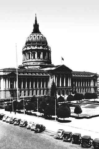 City Hall, San Francisco, CA Black Ornate Wood Framed Art Print with Double Matting by Vintage San Francisco