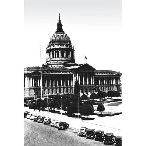 City Hall, San Francisco, CA Black Modern Wood Framed Art Print by Vintage San Francisco