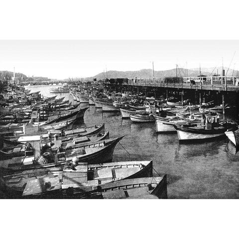 Fishermans Wharf, San Francisco, CA White Modern Wood Framed Art Print by Vintage San Francisco