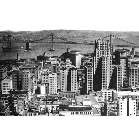 Oakland Bay Bridge, San Francisco, CA #1 Black Modern Wood Framed Art Print with Double Matting by Vintage San Francisco