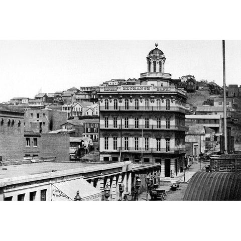 Montgomery St., San Francisco, CA Black Modern Wood Framed Art Print by Vintage San Francisco