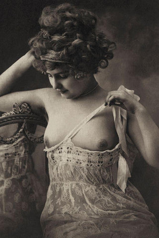 Controlled Symmetry Black Ornate Wood Framed Art Print with Double Matting by Vintage Nudes