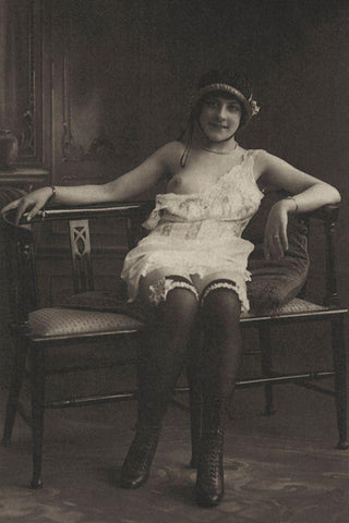 The Tranquility of the Drawing Room White Modern Wood Framed Art Print with Double Matting by Vintage Nudes