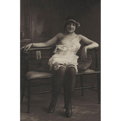 The Tranquility of the Drawing Room Black Modern Wood Framed Art Print with Double Matting by Vintage Nudes