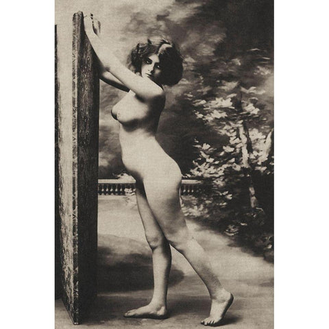 The Garden Windbreak White Modern Wood Framed Art Print by Vintage Nudes