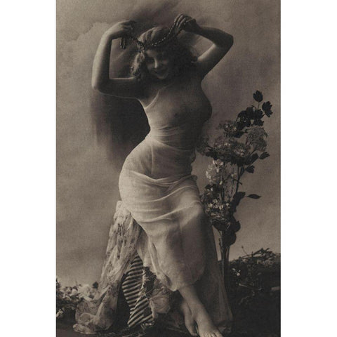 The Pearl Diadem Black Modern Wood Framed Art Print with Double Matting by Vintage Nudes