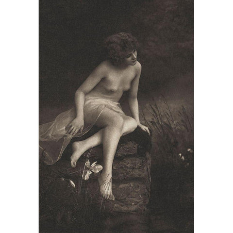 Beside the Pond Gold Ornate Wood Framed Art Print with Double Matting by Vintage Nudes