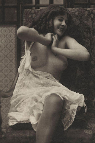 Sudden Joy Black Ornate Wood Framed Art Print with Double Matting by Vintage Nudes