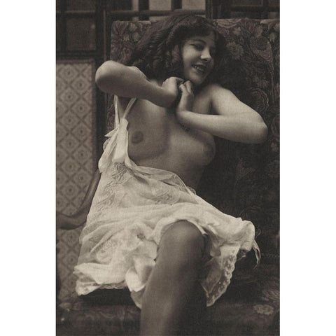 Sudden Joy Gold Ornate Wood Framed Art Print with Double Matting by Vintage Nudes