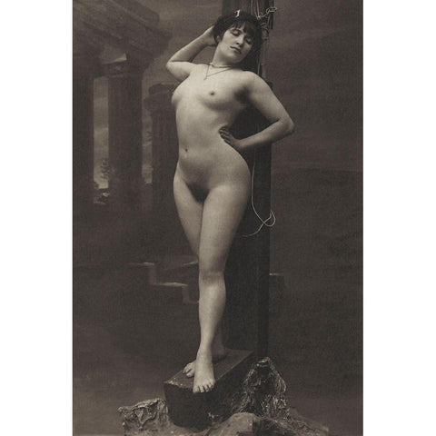 The Ultimate Sacrifice Black Modern Wood Framed Art Print by Vintage Nudes