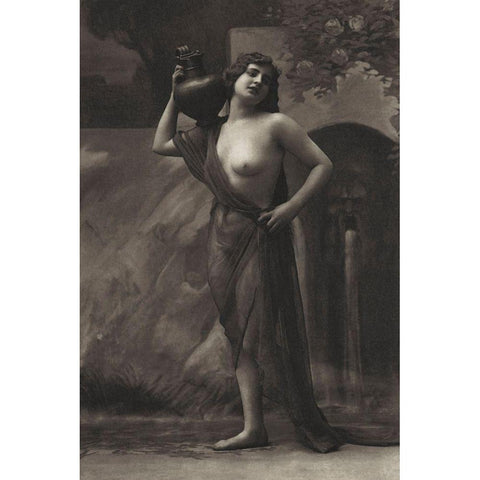 Loves Handmaiden Black Modern Wood Framed Art Print by Vintage Nudes