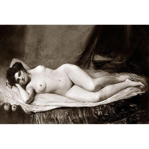 Sensuality White Modern Wood Framed Art Print by Vintage Nudes