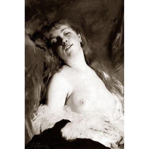 An Inviting Nude Black Modern Wood Framed Art Print by Vintage Nudes