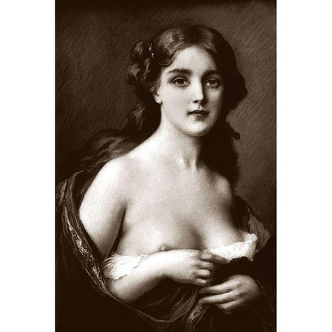 Woman as Art White Modern Wood Framed Art Print by Vintage Nudes