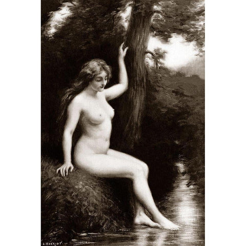 The Stream Gold Ornate Wood Framed Art Print with Double Matting by Vintage Nudes