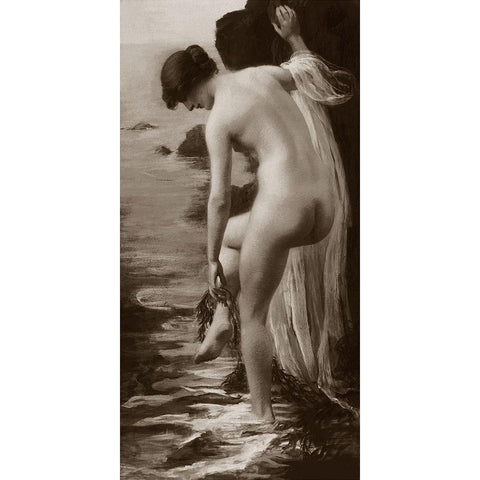 Salt Water Bath Black Modern Wood Framed Art Print with Double Matting by Vintage Nudes