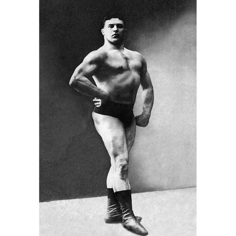 Bodybuilders Shadowed Front and Partial Right Profile Black Modern Wood Framed Art Print by Vintage Muscle Men