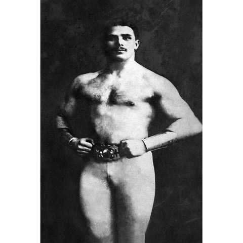 Bodybuilder in Tights Gold Ornate Wood Framed Art Print with Double Matting by Vintage Muscle Men