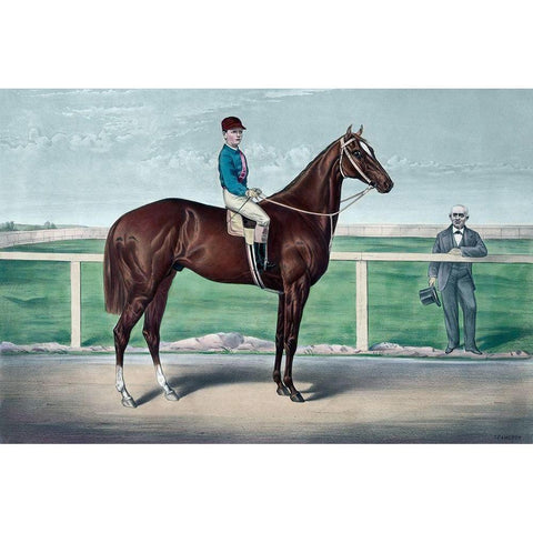 Ready for the signal Black Modern Wood Framed Art Print with Double Matting by Currier and Ives