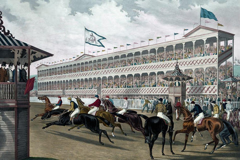 The False Start, Jerome Park, N.Y. Black Ornate Wood Framed Art Print with Double Matting by Robertson, Wm. C.