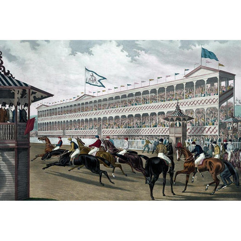 The False Start, Jerome Park, N.Y. White Modern Wood Framed Art Print by Robertson, Wm. C.