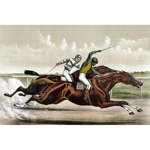 Great Horses in a Great Race White Modern Wood Framed Art Print by Cameron, J.