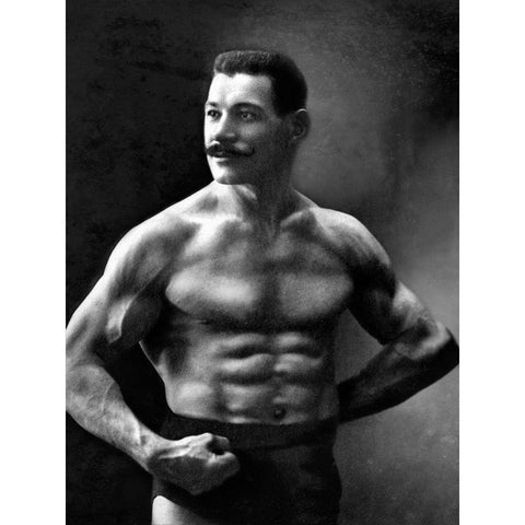 Oscar the Russian Wrestler White Modern Wood Framed Art Print by Vintage Wrestler