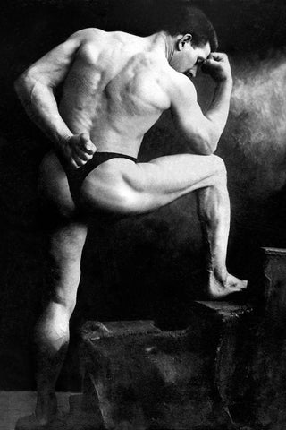 Russian Wrestler Black Ornate Wood Framed Art Print with Double Matting by Vintage Wrestler