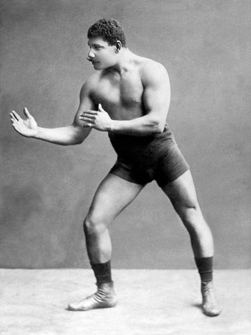 Wrestling Ready Stance White Modern Wood Framed Art Print with Double Matting by Vintage Wrestler
