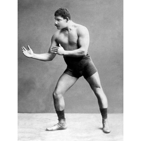 Wrestling Ready Stance Gold Ornate Wood Framed Art Print with Double Matting by Vintage Wrestler
