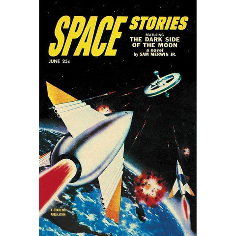 Space Stories: Assault on Space Lab Gold Ornate Wood Framed Art Print with Double Matting by Retrosci-fi