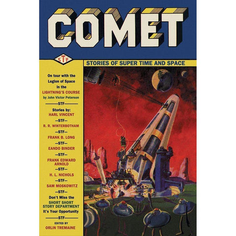 Comet: Giant Space Gun White Modern Wood Framed Art Print by Retrosci-fi